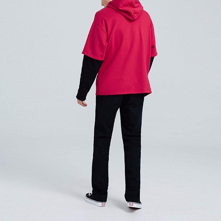 Vans Spliced Red And Black Faux Two-Piece Letter Print Sweatshirt Unisex Tops VN0A3QTQ0PZ