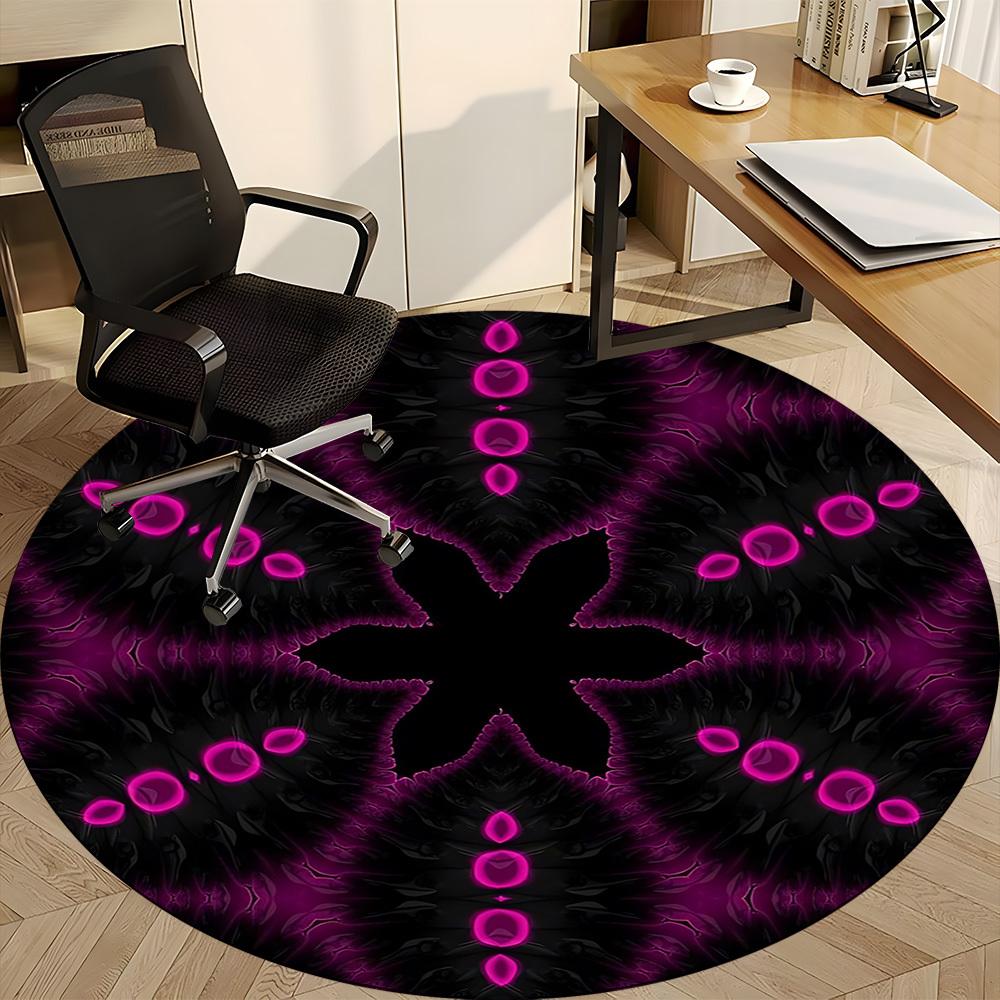 1pc Purple Abstract Pattern Office Round Rug, Non-slip, Soft and Durable Office Rug for Interior Decoration, Perfect for Office, Beautiful Decoration