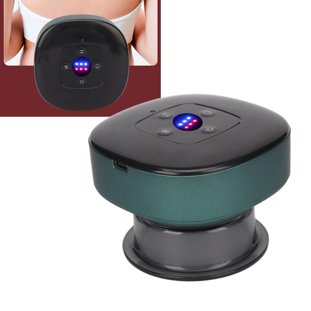 Electric Cupping Massager Machine Smart Heating 6 Levels Suction Rechargeable Vacuum Scraping Cupping Set Green