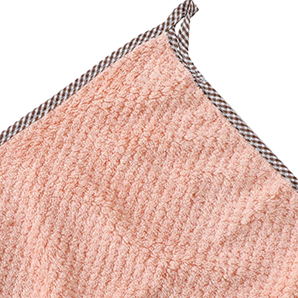 Kitchen Cleaning Dish Cloth with Hanging Loop Coral Fleece Absorbent Soft Hand Towel for Household Kitchen Bathroom