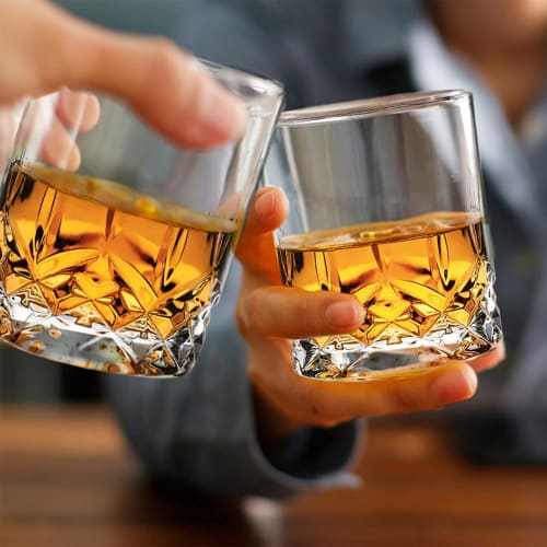 Lazysong Whiskey Glass, Rocks Glass, Brandy Glass, Clear, Father's Day, Birthday Gift, Crystal Glass, 330ml