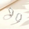 Chic Zircon Wave Earrings for Women,Silver Color Geometric Heart Shape Hoop Earrings,Elegant Party Jewelry Gifts