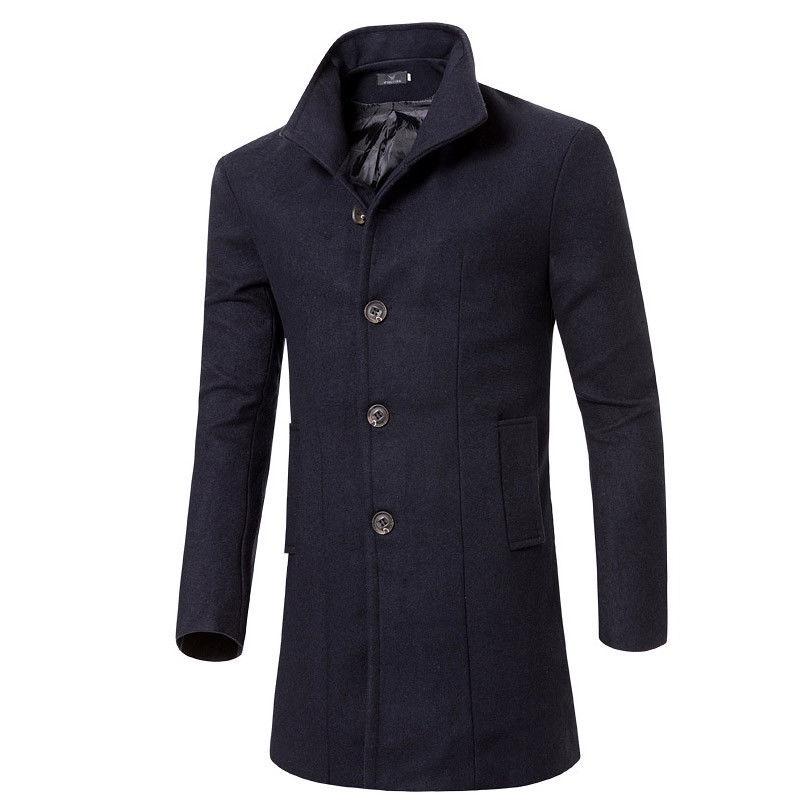 Luxurious Trench Coat Fashion Men's Jacket Winter Warm Wool Coat Outwear Long Overcoat