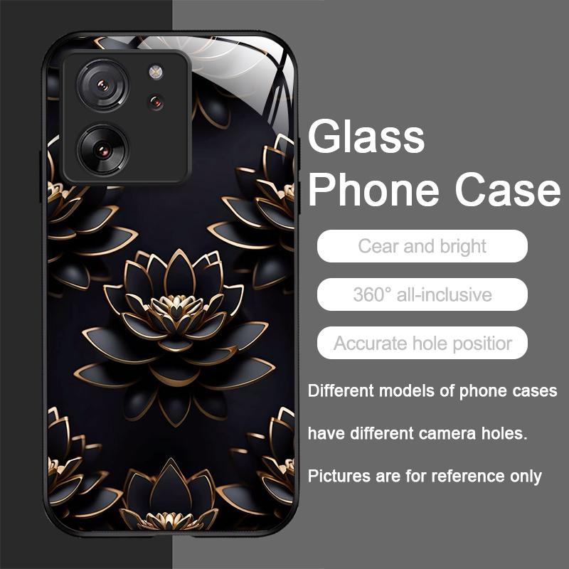 

Artistic Lotus Flower Pattern Tempered Glass Phone Case for Motorola Moto G85 G84 G75 G55 G24 Edge 50 Fusion 40 Neo 30 Pro Cover Moto Edge 50 Neo 5G