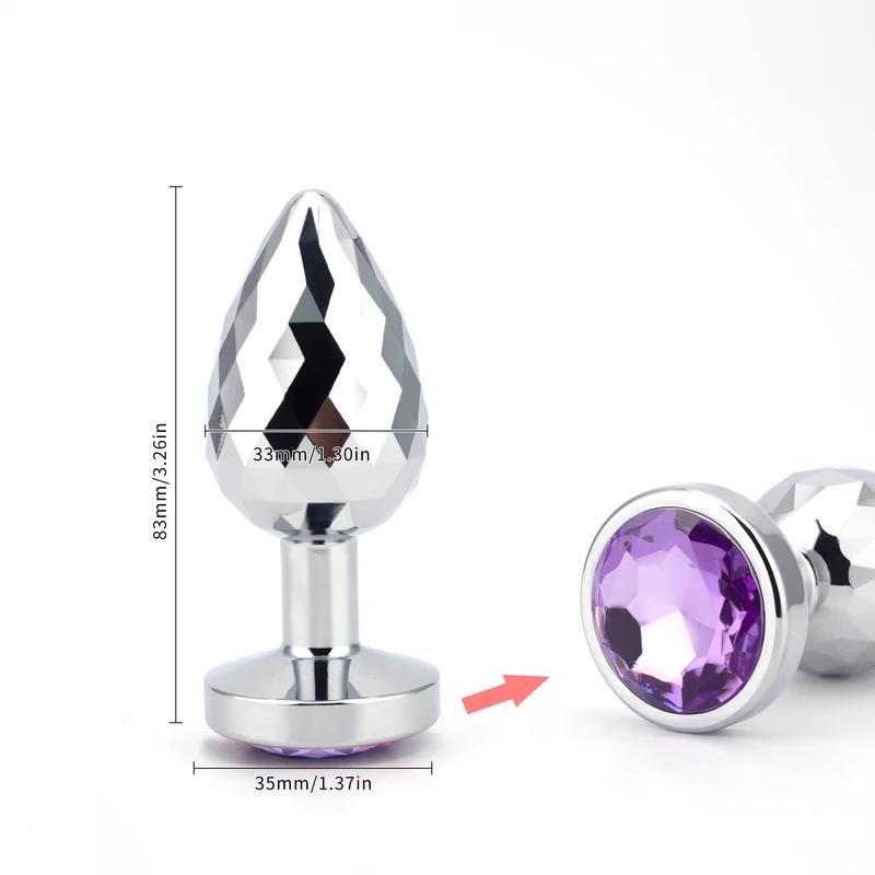New Couples Small Anal Plug Round Shaped Crystal Metal Butt Plug Stimulator Prostate Massager Anus Sex Toys For Women and Men