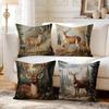 1pcs/4pcs Retro Forest Deer Cushions Pillowcase Polyester Cushion Cover Throw Pillow Pillowcover Home Car Sofa Decor