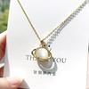 Stainless Steel Zircon Moonstone Planet Necklaces for Women Girls Gold Color Fashion Jewelry Gifts Accessories for Friends