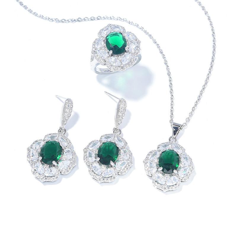 

Новое ожерелье серьги кольцо комплект ювелирных изделий циркон женские украшения Open ring