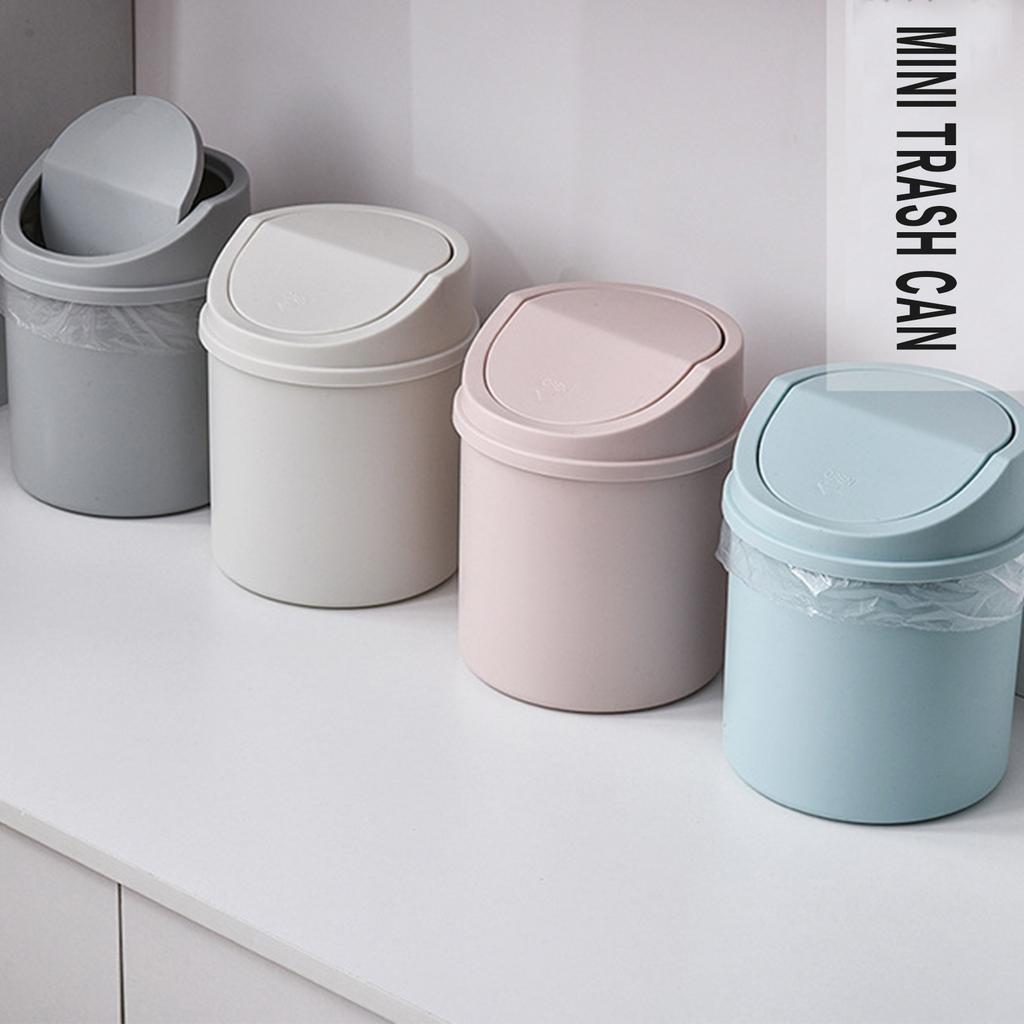 Desk Waste Bin with Lids Desktop Office Organizer Storage Home Garbage Basket Container Table Trash Bin Small Trash Can