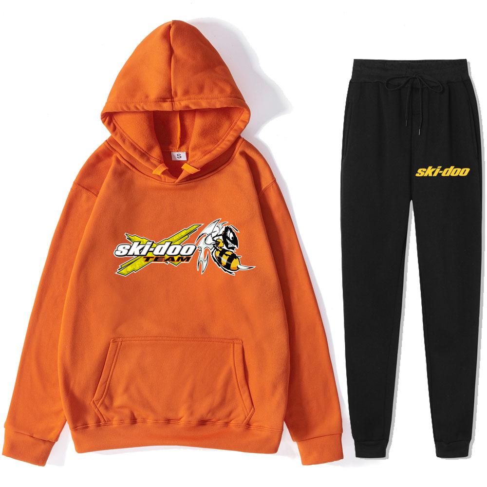 

Autumn Winter Ski-Doo Team Logo Printed Hoodies Sweatpants Set Fashionable Casual Warm Sports Long Sleeved Pants Men s Sport Wear XXXL