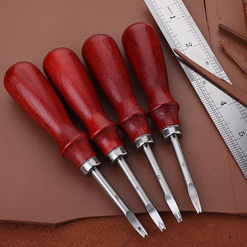 1/ 5Pcs Pack Kits Leather Edge Beveler Skiving Beveling Knife Cutting Hand Craft Tool with Wood Handle DIY Tools