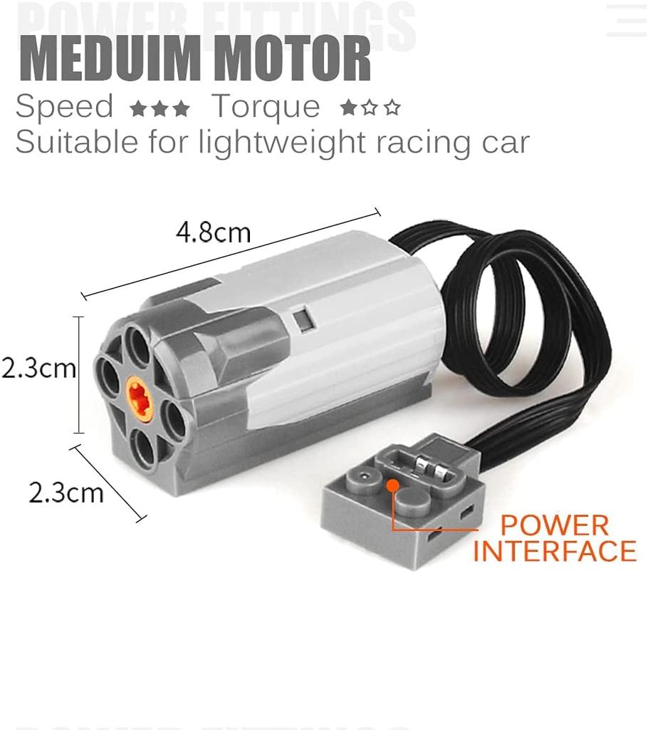 SEEMEY 8pcs Technic Power Function Motor Building Block Parts Programming 2 Medium Motor 2 Box 2 Light Cable 2 Power Function Switch STEM TECHNIC