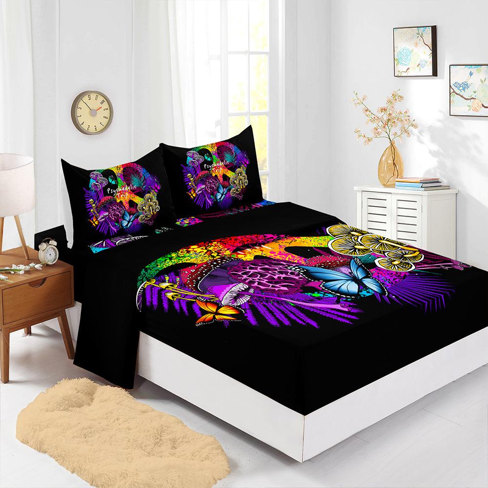 Mattress Sheet 3D Printed Skull Halloween Four-Piece Mattress Protective Cover Bedding Batch