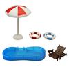 5Pcs Doll-House Miniature Swimming Pool Beach Chair Model Set Dollhouse Accessoy