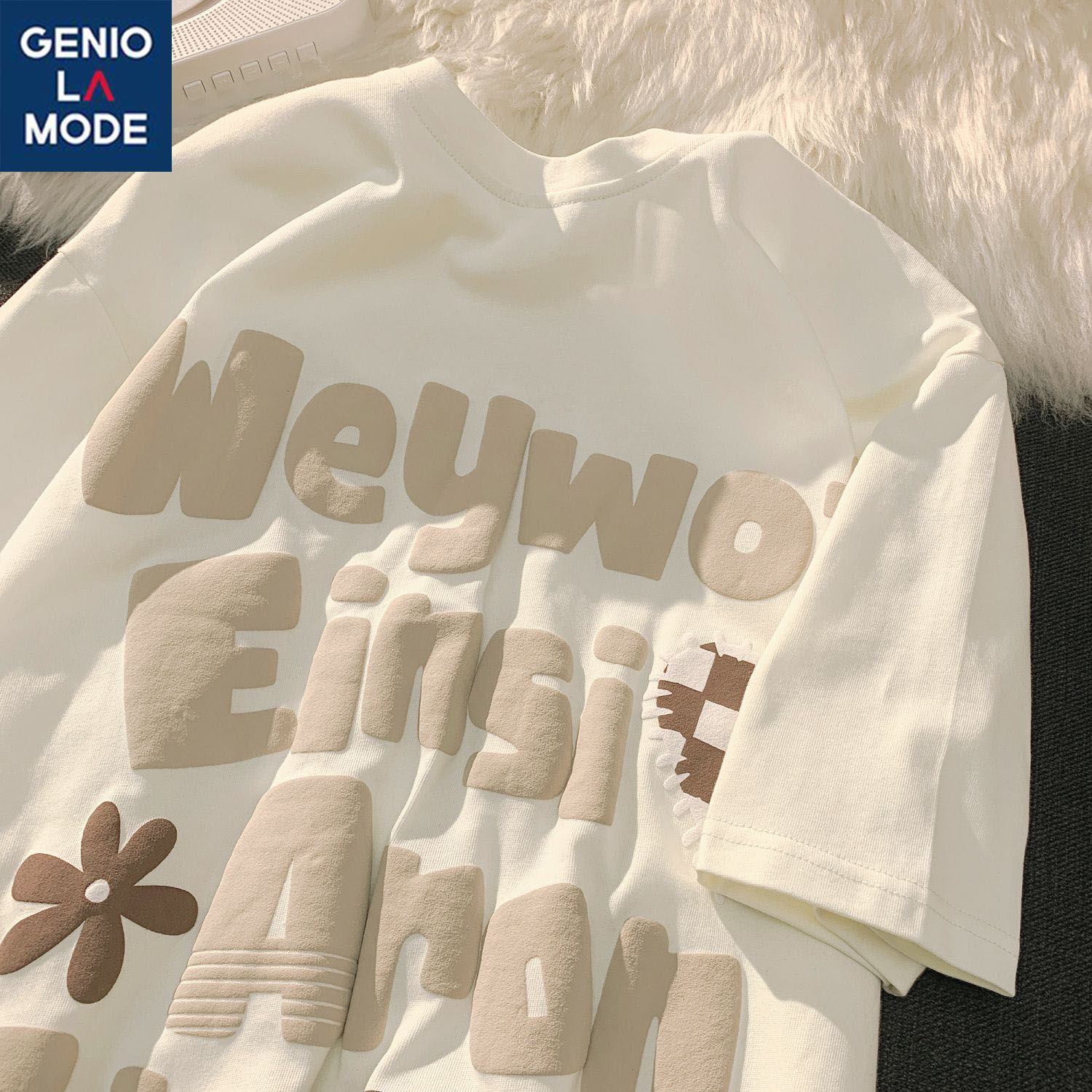 

Американская ретро-рубашка с буквами Женская сладкая рубашка с короткими рукавами