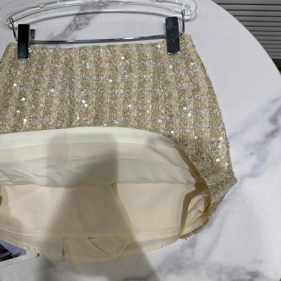 2025 Winter French Chic Sequin Tweed A-line Short Skirt