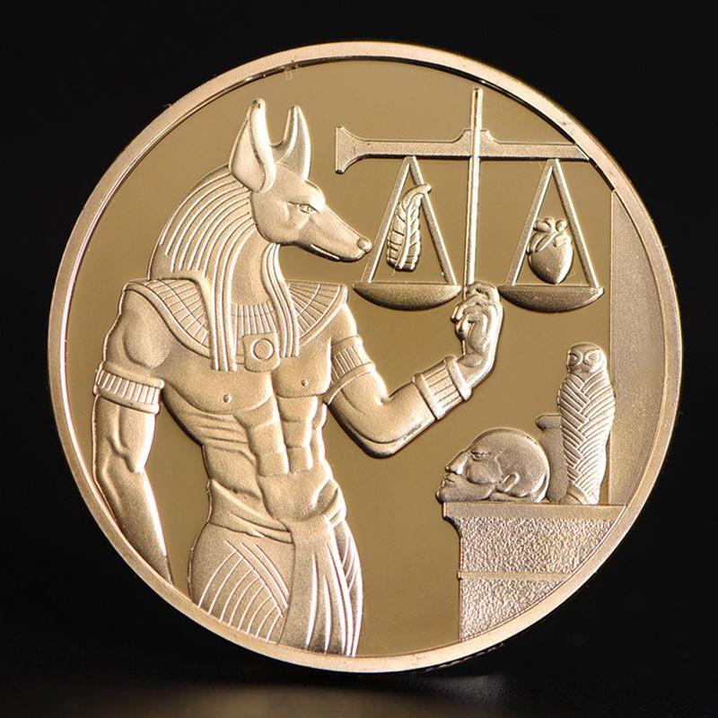 Gilded Egyptian Death Protector Anubis Reaper Commemorative Coin Collection