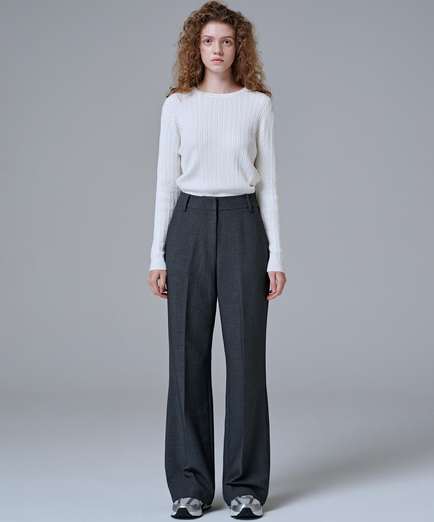 MALOUPE 2164 Stretch Flare Pants (Dark Gray)