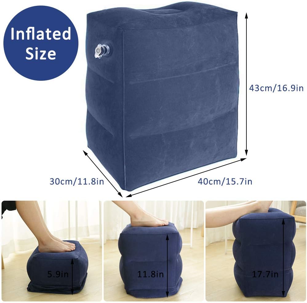Inflatable Travel Footrest Pillow Multifunctional Adjustable Height Travel Pillow For Kids Sleeping And Leg Rest 
