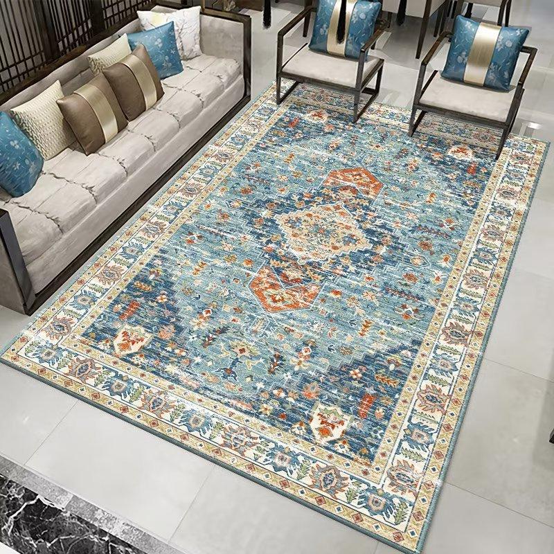 Boho Vintage Ethnic Area Rug – Handmade Style Carpet for Living Room Sofa Bedroom, Non-Slip Floor Mat