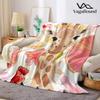 Tropical Giraffe Flannel Blanket Warm Soft Halloween Christmas Decorative Couch Warm Cozy All-Season Gift