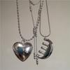 New Korean Fashion Simple INS Style Comb Heart Metal Pendant Long Necklace For Women Charm Accessories 2025 Grunge Jewelry Gift