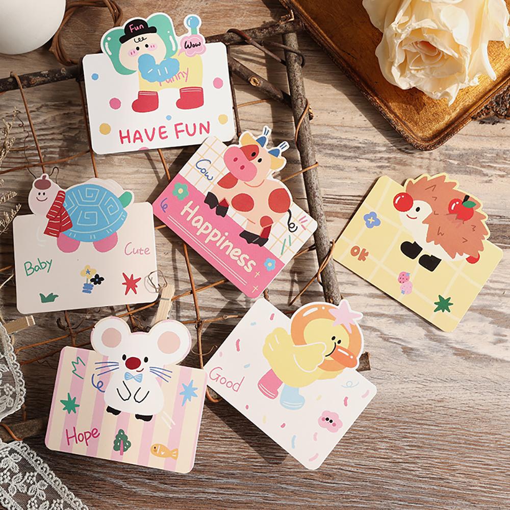 6-pcs cartoon greeting card, 3D card, handwritten gift, message card, happy birthday card, thank you card