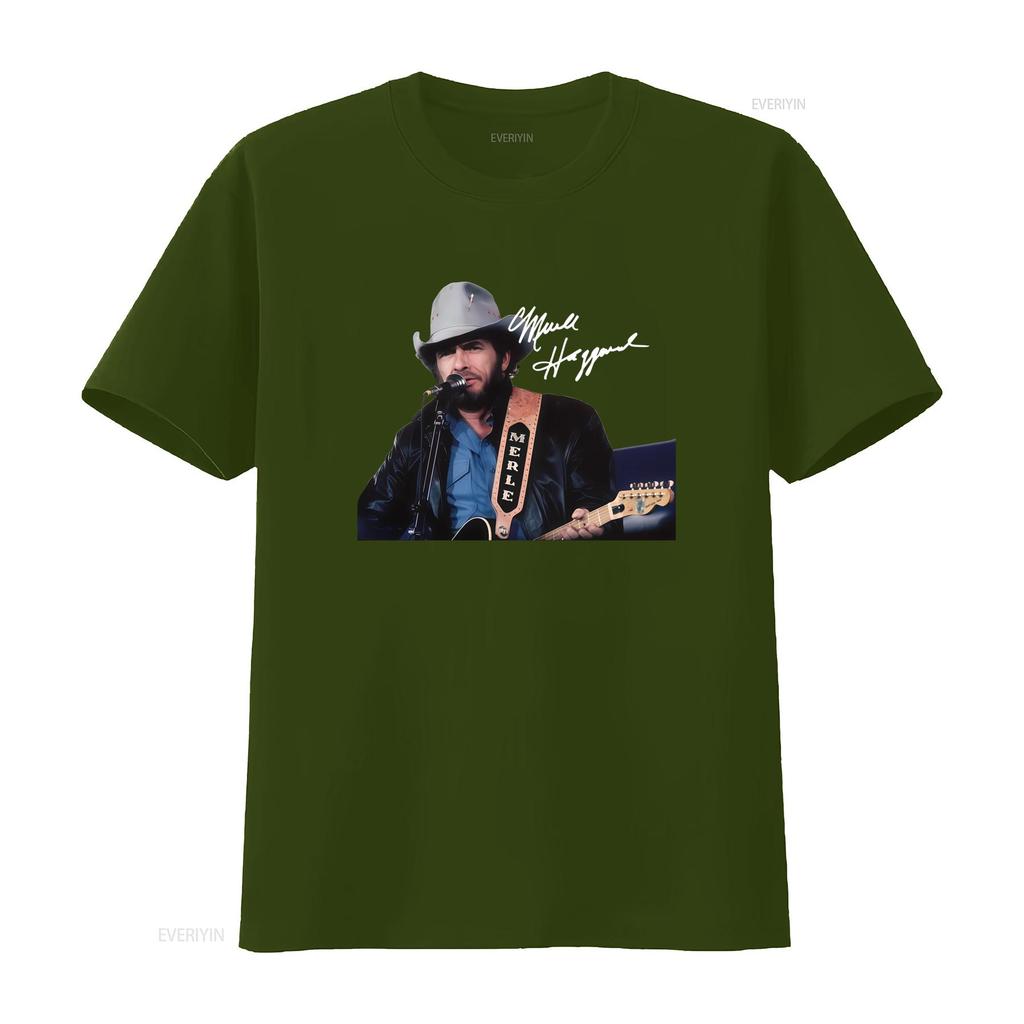 Merle Haggard Signature Cotton T Shirt Musician Design All Sizes S M L XL 2345XL vintage Washed Soft Top For Everyday Wear