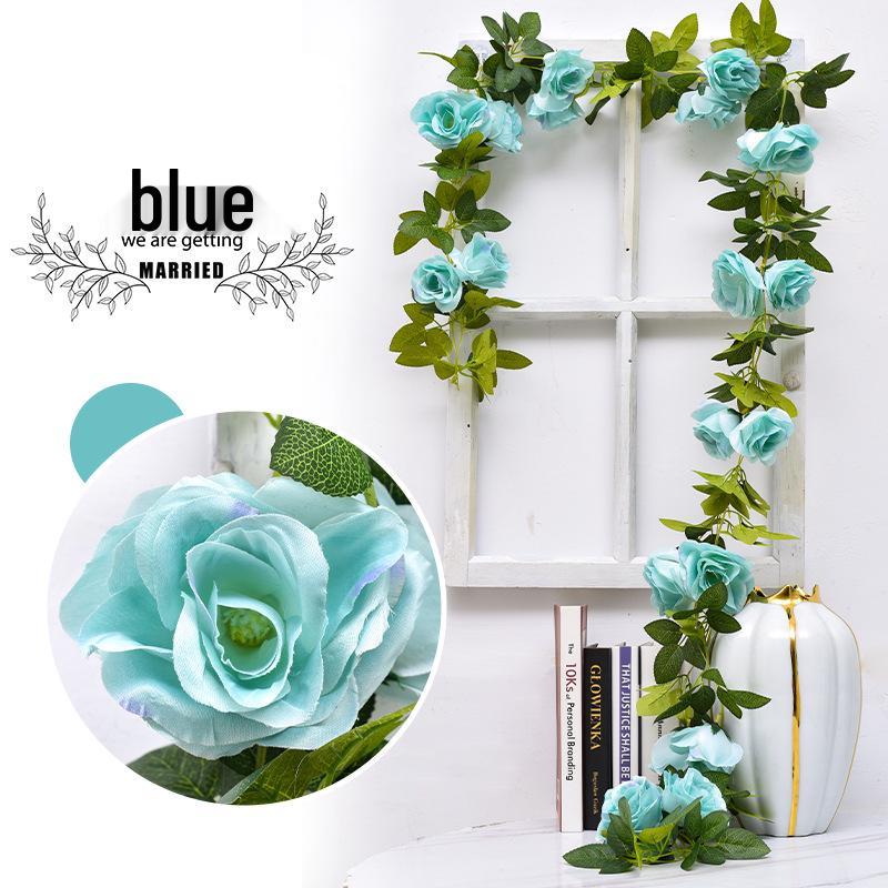 Artificial Rose Vine Ceiling Decor with Rattan for Living Room and AC Pipe Cover
