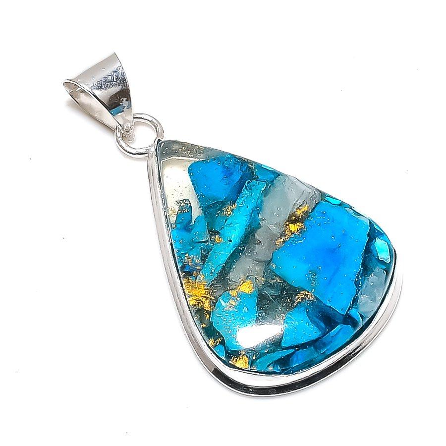 Spiny Oyster Gemstone Handmade 925 Sterling Silver Jewelry Pendant 2.13" SU-9950
