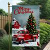 2D Flat - 2D Flat - 2D Flat, 1pc  Garden Flag | Durable Polyester Material | 2D Design | Christmas Red Truck with Snowy Scene | Outdoor Decoration | T