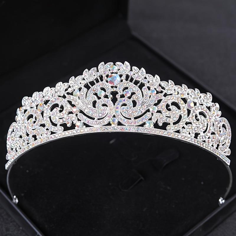 Silver Ab Crystal Tiaras and Crowns Headband for Women Rhinestone Diadem Bridal Wedding Hair Accessories Jewelry Crown Tiara