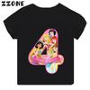 Different Princess Cinderella Number Print Girls Clothes 1 2 3 4 5 6 7 8 9 Years Birthday Kids Tshirt Baby Boys Children T-Shirt