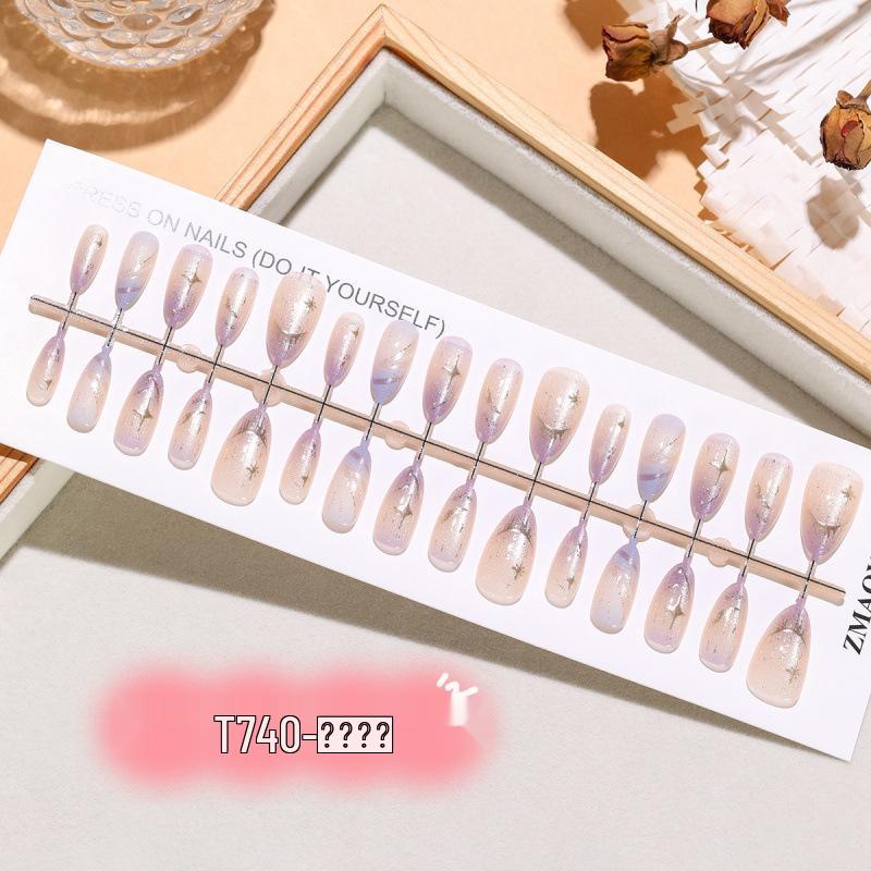 Manji Guangnian 3D Purple Gradient Gold Star Cat Eye Nail Stickers (30 Pieces) All Sizes M/M/M