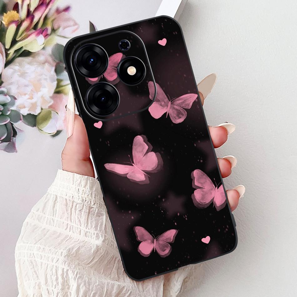 For Tecno Spark 10 Pro Phone Case Spark 10Pro 4G KI7 Elegant Floral Cat Printing Soft Silicone TPU Cases