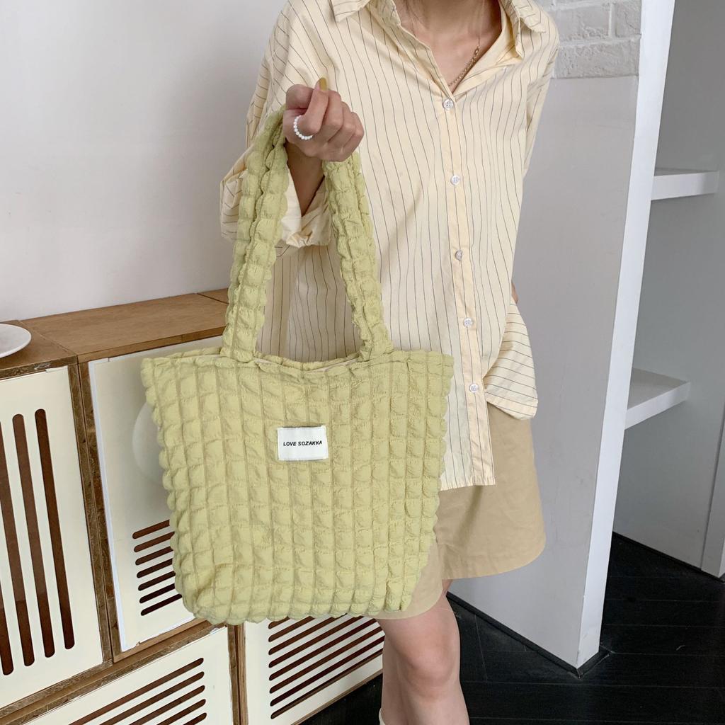 Women Cloud Bubble Flower Shoulder Bag Female Student Simple Handbag Canvas Bag