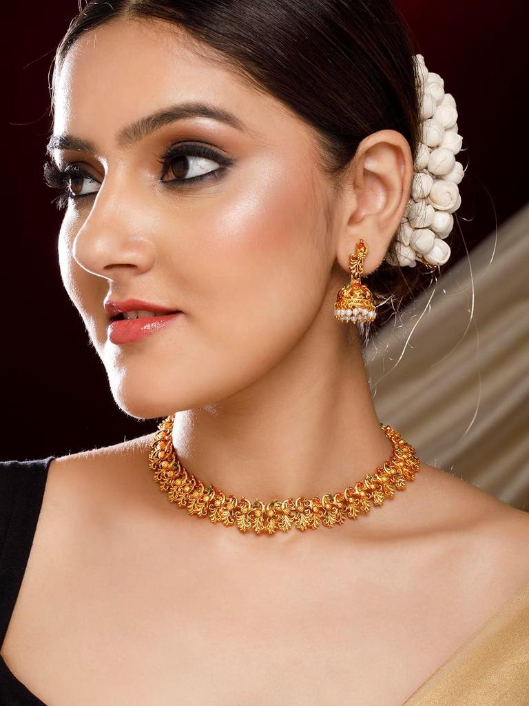 Necklace Set Gold Plated Floral Design Jewellery Gift for Women & Girls