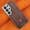 High End Leather Phone Case, for Samsung S26 Ultra S26 Plus S26 Edge 360 ° Rotating Magnetic Bracket Anti Drop Protective Cover