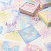 200 Pcs Hand Drawn Butterfly Sticky Notes, Pink Butterfly Origami, Handmade Non-sticky Colored Paper, Square Folded Paper Gifts