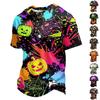 Men's Quick-Dry Halloween T-Shirt with Neck and Short Sleeve