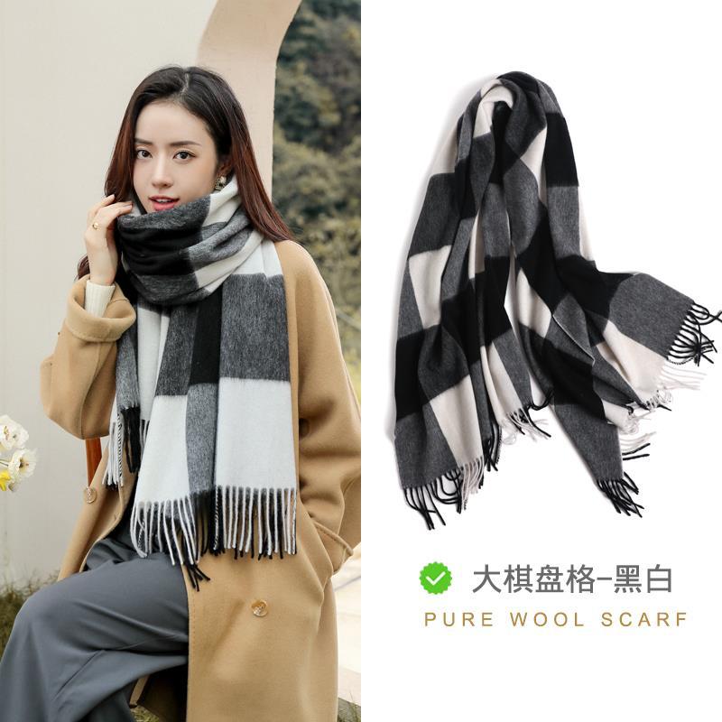 Milk camel pure wool scarf women's autumn and winter versatile thickened cashmere scarf new shawl dual-purpose