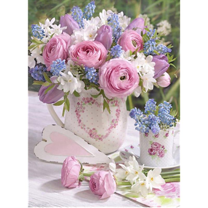 Diy Flower 5D Diamond Painting Full Round Drill Cross Stitch Diamond Mosaic Rose Rhinestone Diamond Embroidery Home Decor