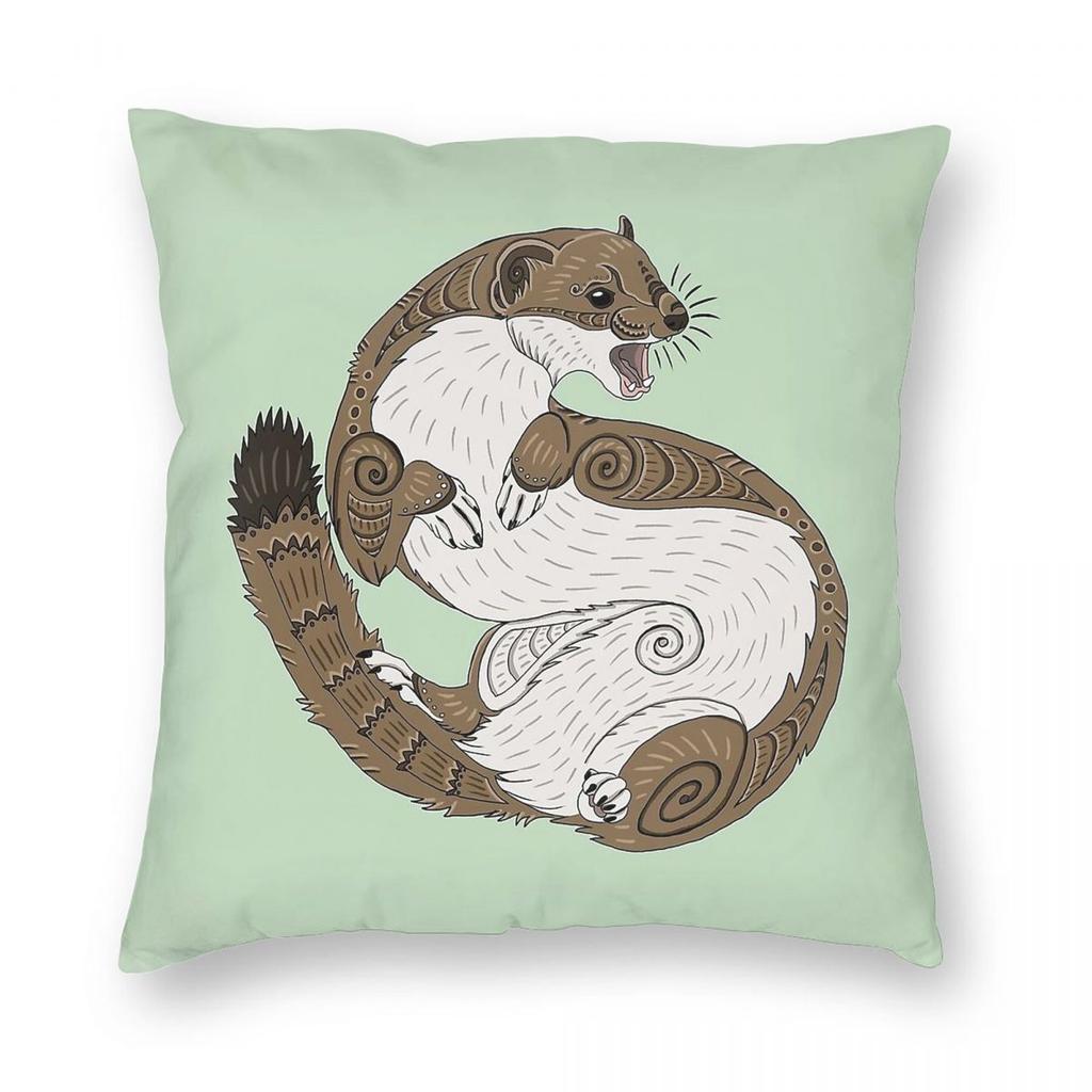 Least Weasel Square Pillowcase Polyester Linen Velvet Printed Zip Decorative Throw Pillow Case Home Cushion Cover Wholesale