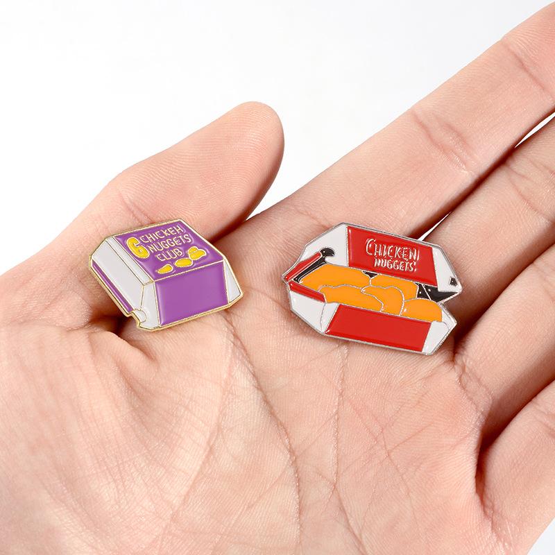 Cartoon Fried Chicken With French Fries Character Movie Pins Enamel Clothing Accessories Backpack Alloy Brooch Badge Enamel Lape