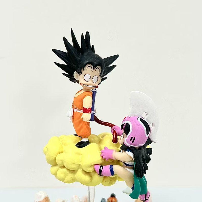 11cm Anime Dragon Ball Figure Son Goku Chichi Scene Anime Model Toy Doll Desktop Ornaments Action Figure Pvc