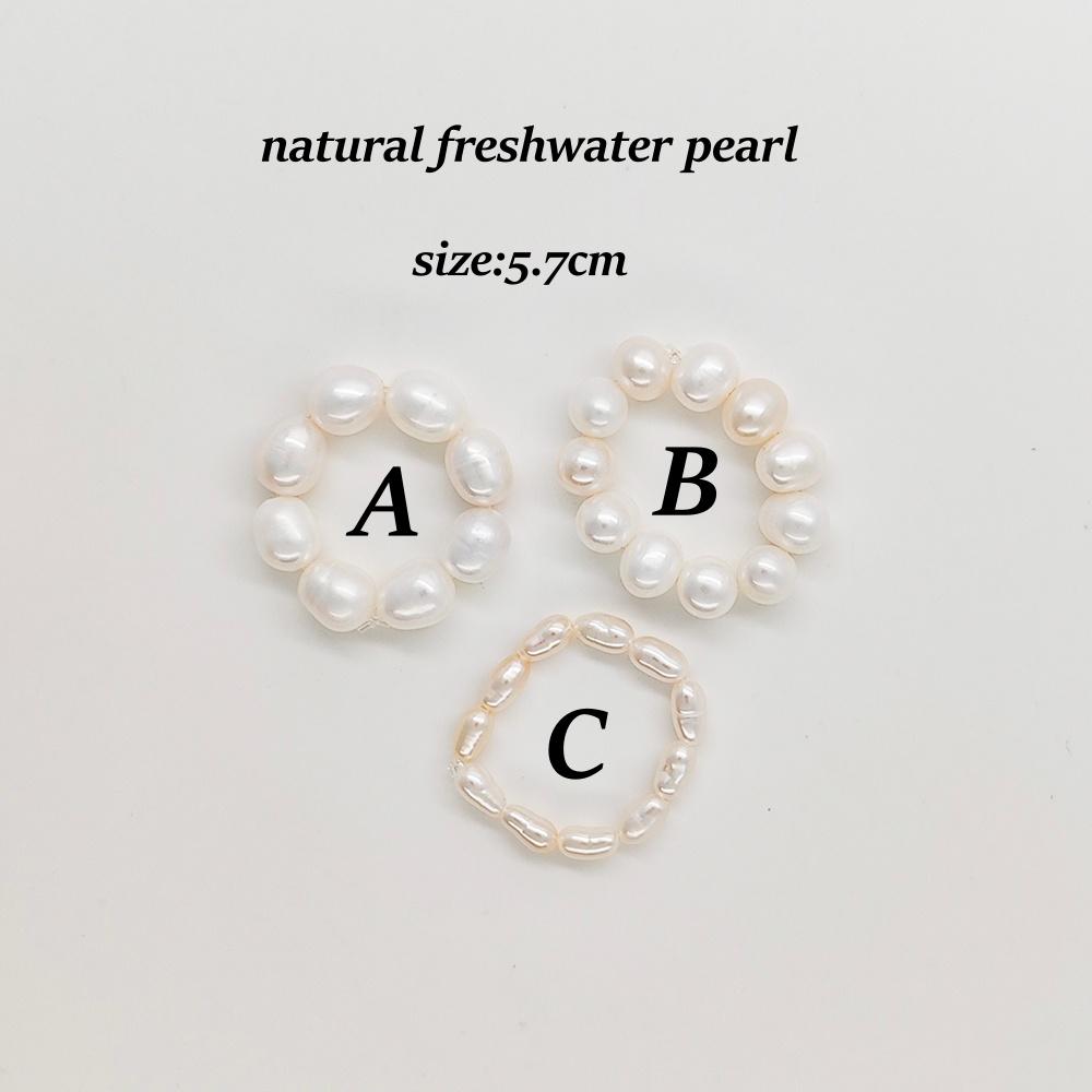 Vlen Freshwater Pearl Rings for Women Adjustable Elastic Minimalist Stackable Jewelry Luxury Real Pearls Everyday Wear