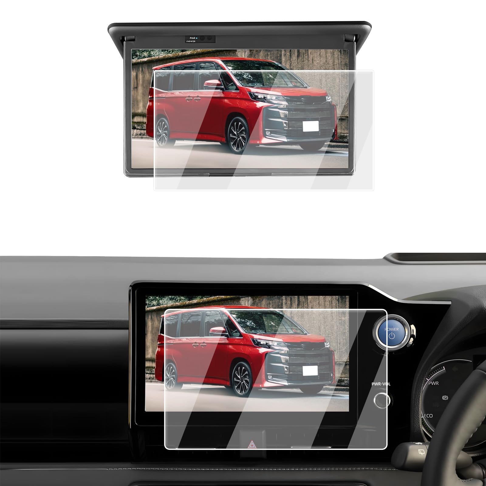 

Защитная пленка для экрана заднего монитора ECOZEN для навигационной системы Toyota x 1 экран Дисплей заднего сиденья x 1 9H Закаленное стекло Кастомные детали Noah [2 шт.] Noah/Voxy