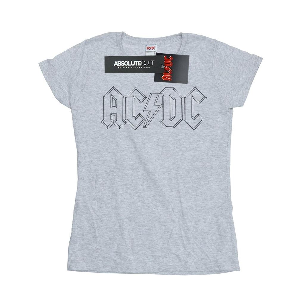 AC/DC Womens/Ladies Black Outline Logo Cotton T-Shirt