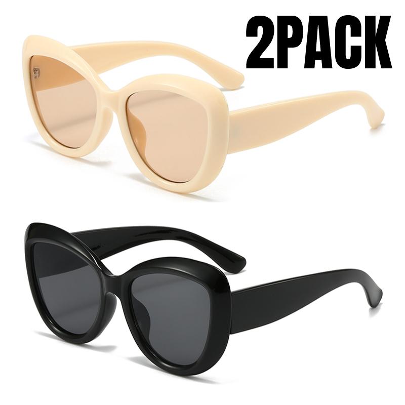 2PACK New Women Cat Eye Sunglasses Retro Premium Sun Glasses Men Protection Fashion Eyewear Luxury Brand Design Outdoor Glasses
