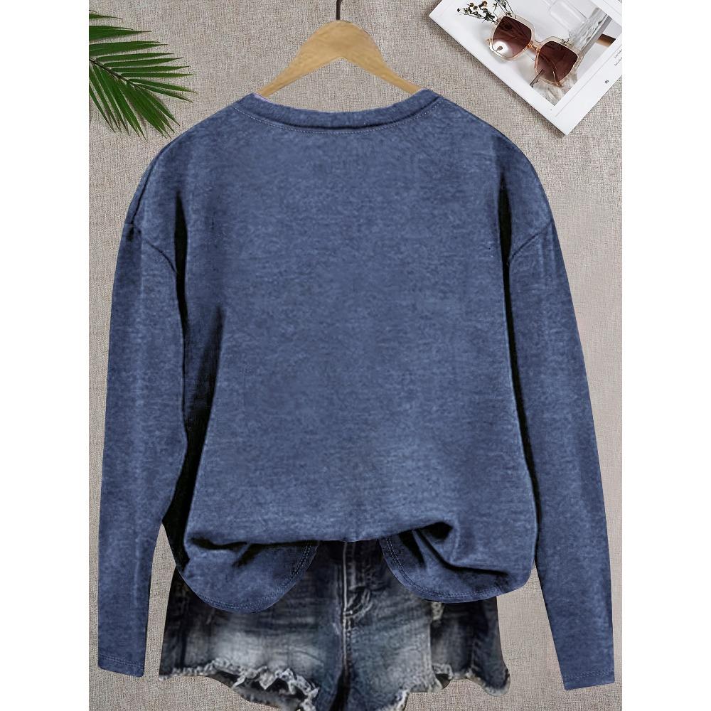 Fashionable crew-neck women's long-sleeve T-shirt, casual style, perfect for autumn commuting and daily wear